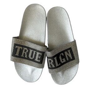 True religion rhinestones silver sandals size 11